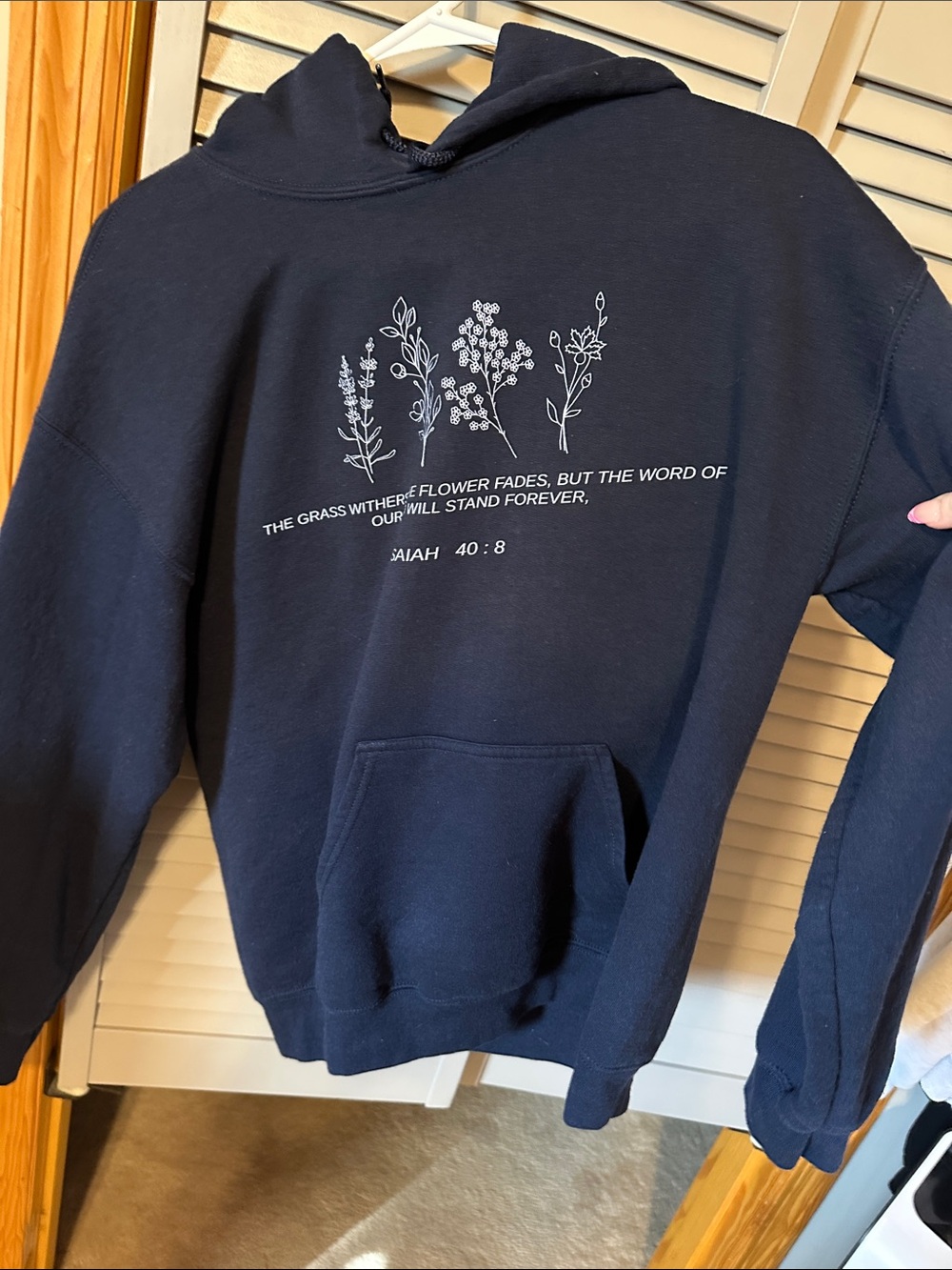 Navy Floral Scripture Hoodie - Women Sweater